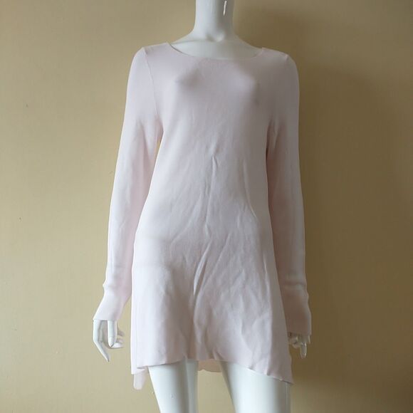 Eileen Fisher Long Tunic Top M Pink 100%Tencel Knit Slits Stretch Minimalist - Picture 1 of 8